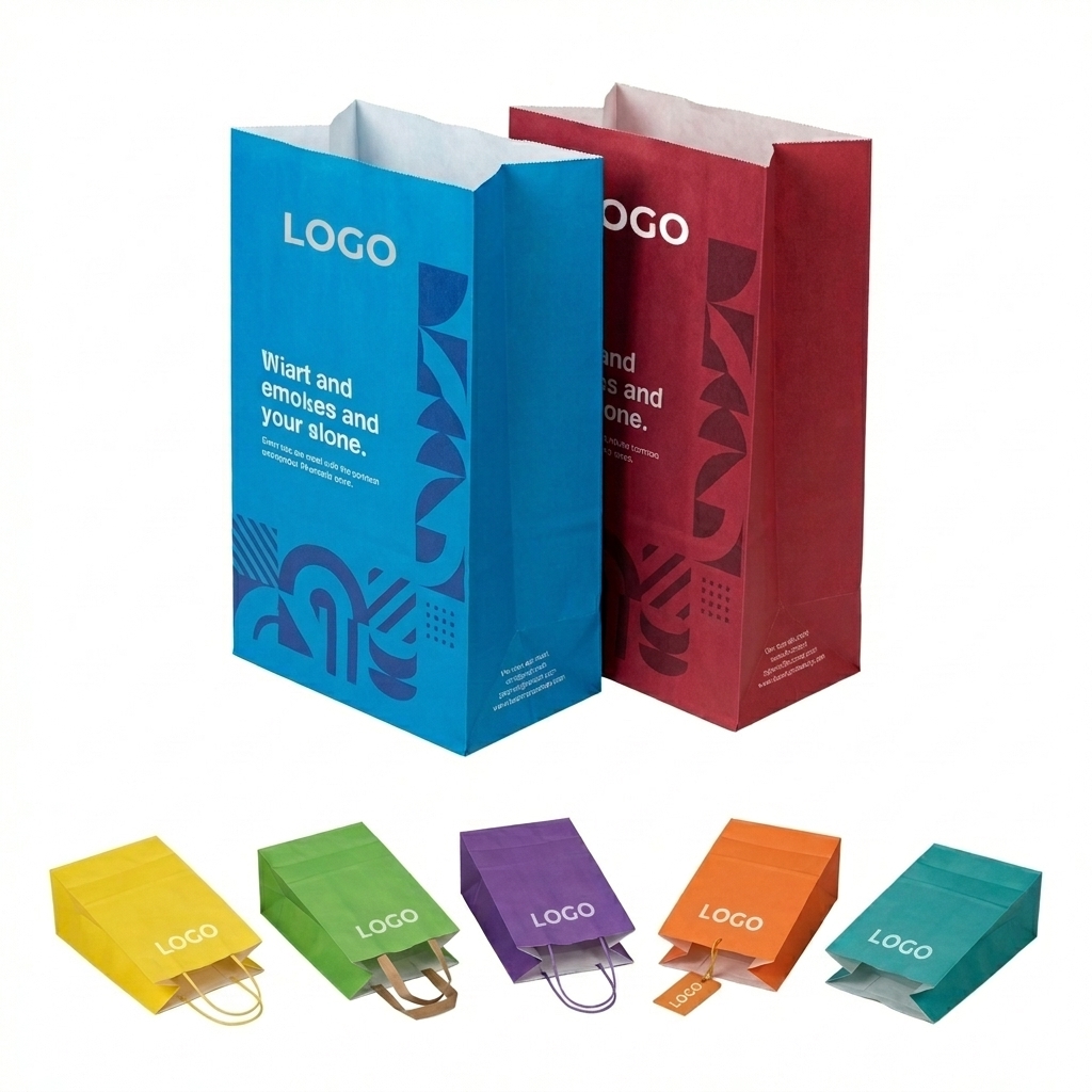 Assorted Color Kraft Paper Bags for Retail & Bakery Goods