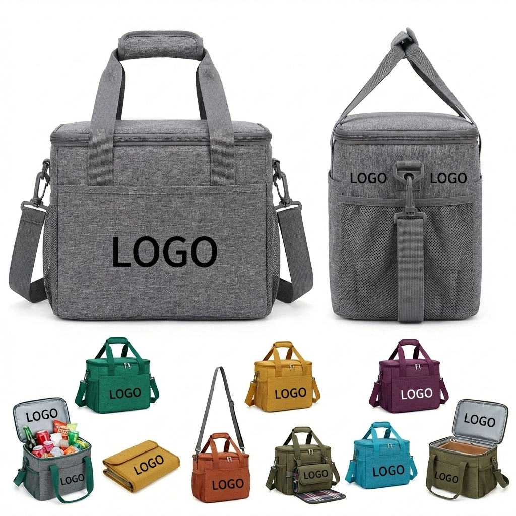 Spacious PEVA Lined Cooler Lunch Bag with Shoulder Strap, Holds 24 Bottles