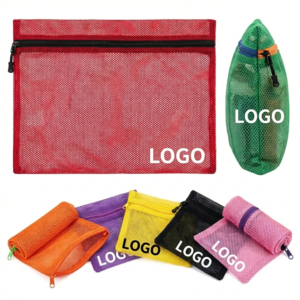 Multicolor Mesh A4 File Organizer with Secure Zipper