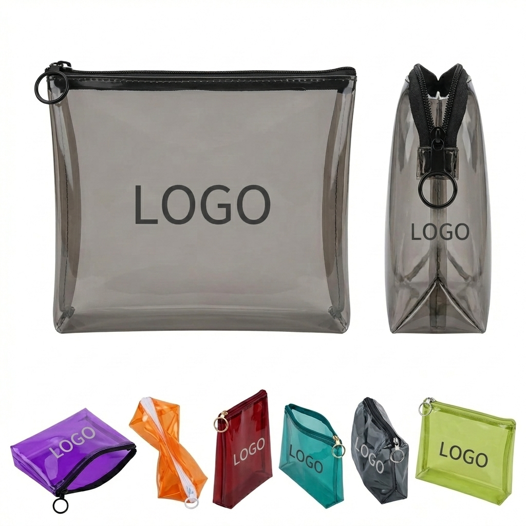 Clear PVC Cosmetic Tote Bag with Zipper for Beauty Essentials and Travel