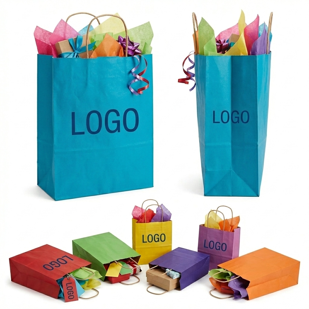Vibrant Multi-Color Kraft Paper Gift Tote Bag