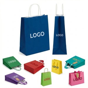 Multicolor Eco-Friendly Kraft Party Favor Bags, Serrated Edge, Min Order 100