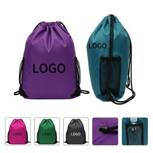 Versatile Water-Resistant Drawstring Backpack with Side Pockets