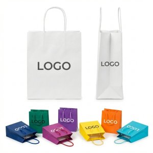 Colorful Kraft Paper Shopping Bags - 8x10x4 Eco-Friendly Gift & Retail Carry