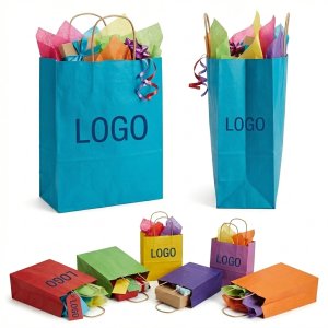 Vibrant Multi-Color Kraft Paper Gift Tote Bag